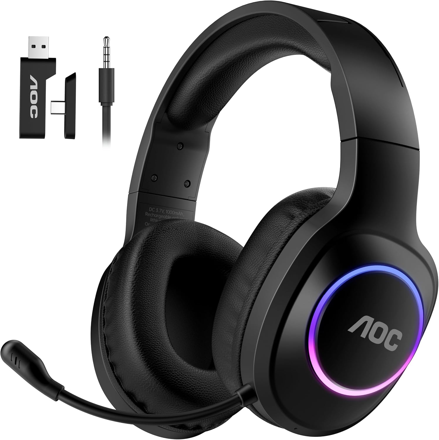 Wireless Gaming Headset for PS5, PS4, Nintendo Switch, PC- Black | Bluetooth 5.4 & 2.4GHz Gaming Headphones with Noise Canceling Mic, RGB, Type-C, 20ms Latency, 45H, 7.1 Virtual Surround