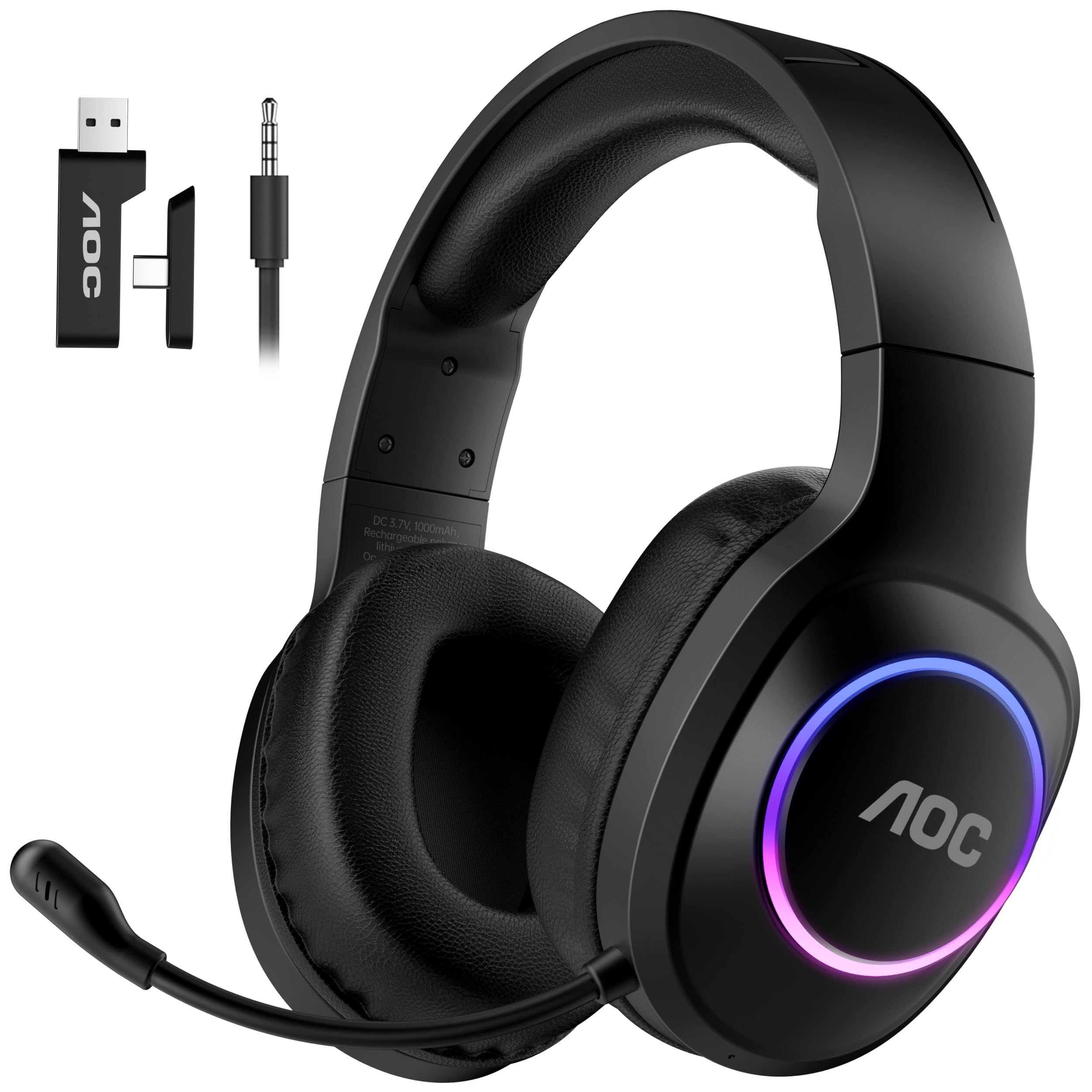 AOC Wireless Gaming Headset for PS5, PS4, Nintendo Switch, PC- Black