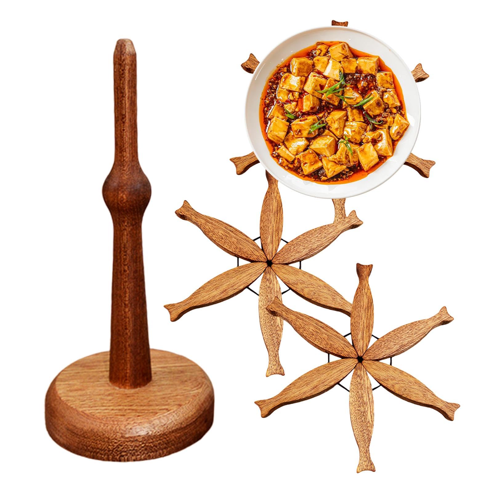 Dessous de plat en bois avec support – Décoration créative de