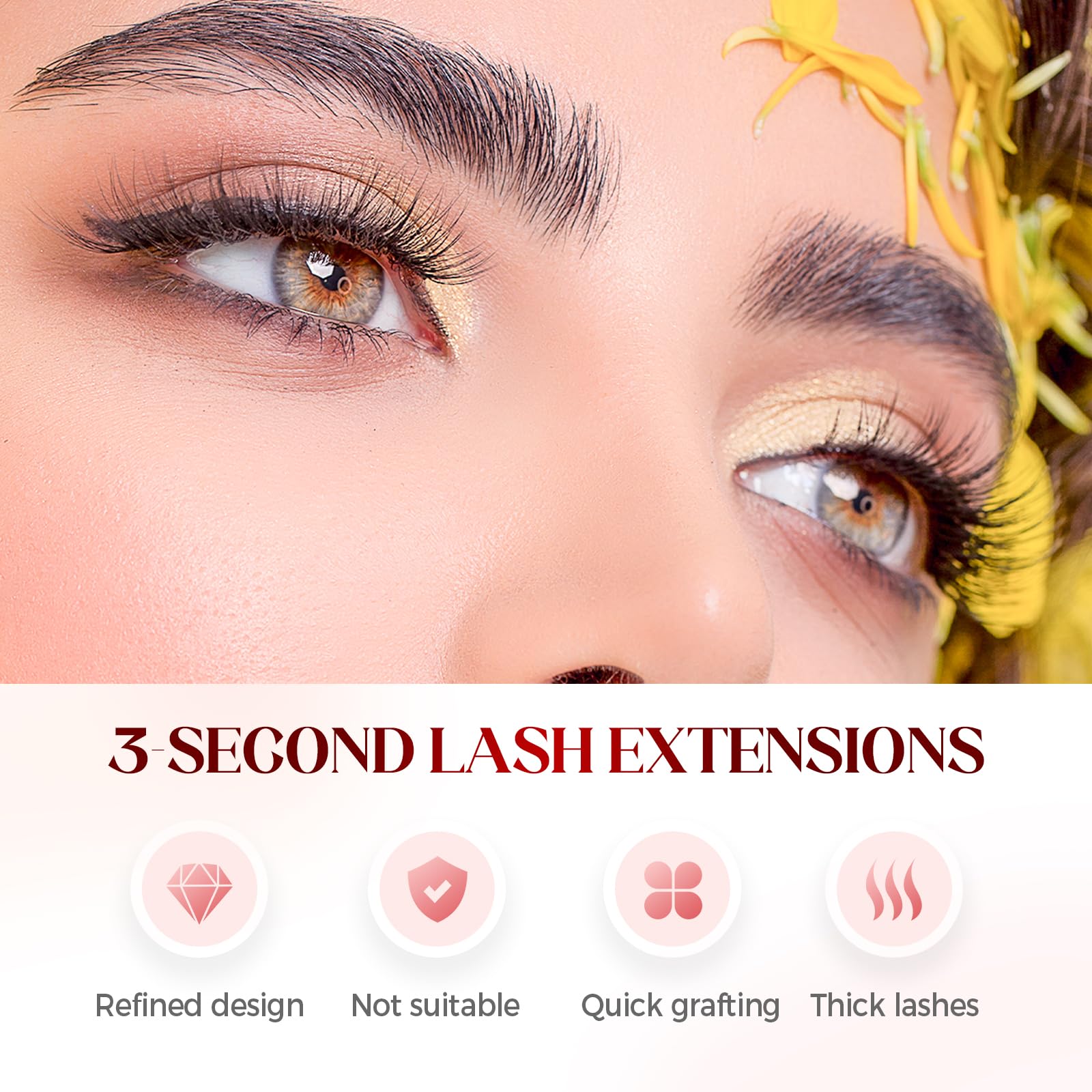 2 Pairs Self Adhesive False Eyelashes, Pre Glued Reusable Eyelashes, No Glue Needed Lashes, Beginner Eyelash Clusters for Women (Slender)