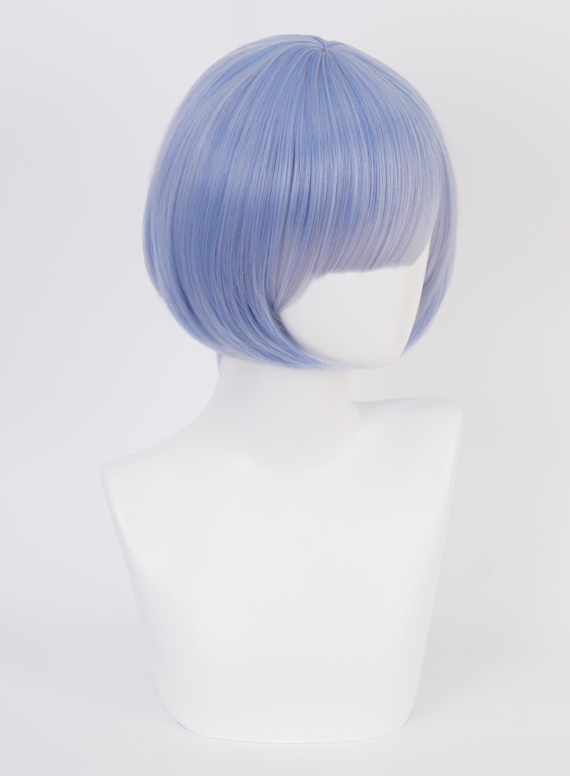 OSIAS Perruque Rem Bleue Mélangée avec Rose Pastel Bob avec Franges en Cheveux Résistants à la Chaleur - Image 4