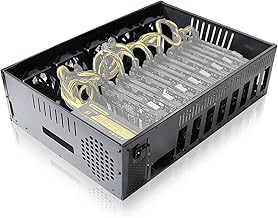 8 GPU Mining Rig Frame Fold Case, Ethereum GPU Mining Rig Complete Crypto Miner Including 8GB Ram/Motherboard/SSD/CPU/ Win...