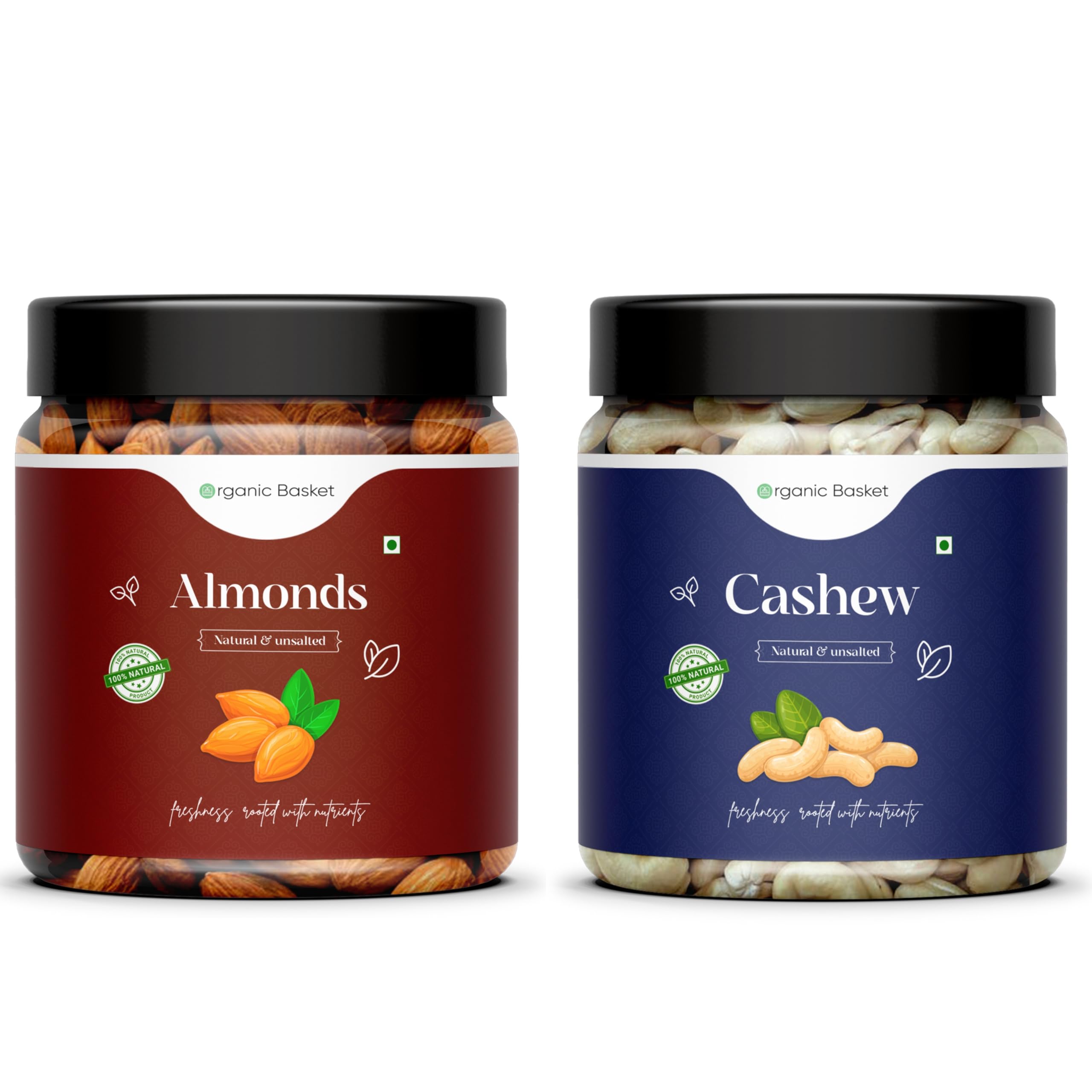 Organic Basket Pure Almond & Cashew - 1kg | 500gm*2 | kaju badam | Dry Fruit | Jar Pack (B0CS9HBXQ3) Amazon Price History, Amazon Price Tracker