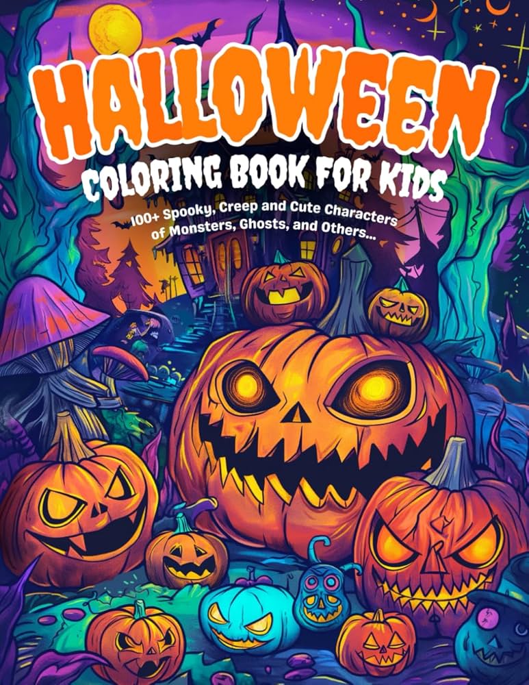 BOOK ハロウィンカラー Amazon | Halloween Coloring Book for Kids: 100+ Spooky