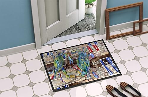 Miniatura 4 de Caroline's Treasures 8914JMAT - Felpudo de 24 x 36 pulgadas, diseño de botellas de cangrejo, color azul de Barqs, tapete para puerta delantera, para