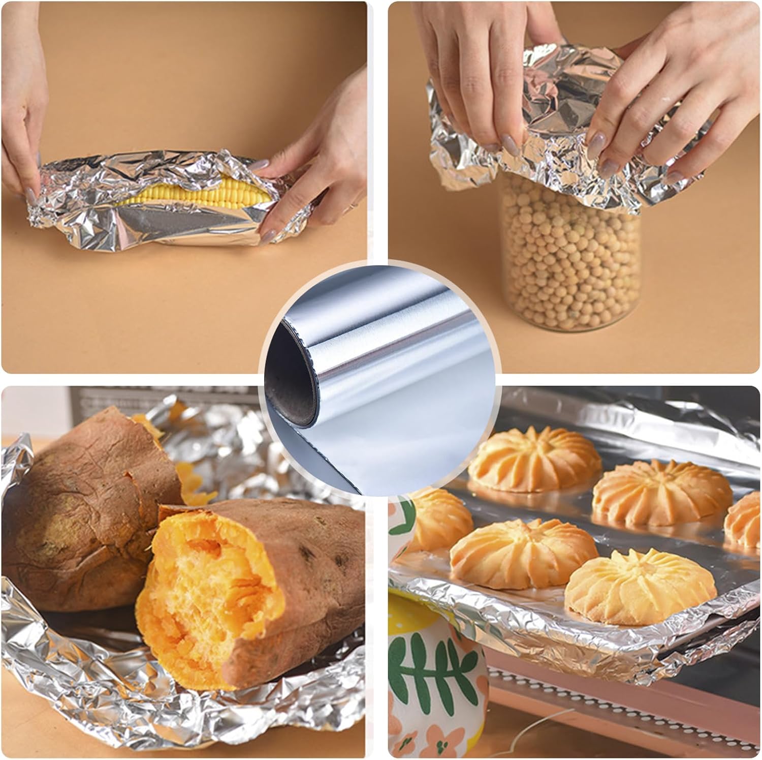 2Pcs Multipurpose Kitchen Foil with Serrated Edges Oil Aluminum Foil Paper with Cutter Edges for Baking Bakery Essential