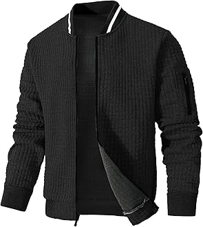 SAVKOOVMens Lightweight Jacket Casual Bomber Jacket Varsity Coat