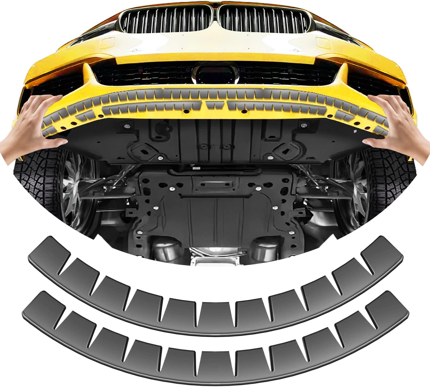 Front Bumper Scrape Guard Set, 8pcs Rubber Black Car Bumper