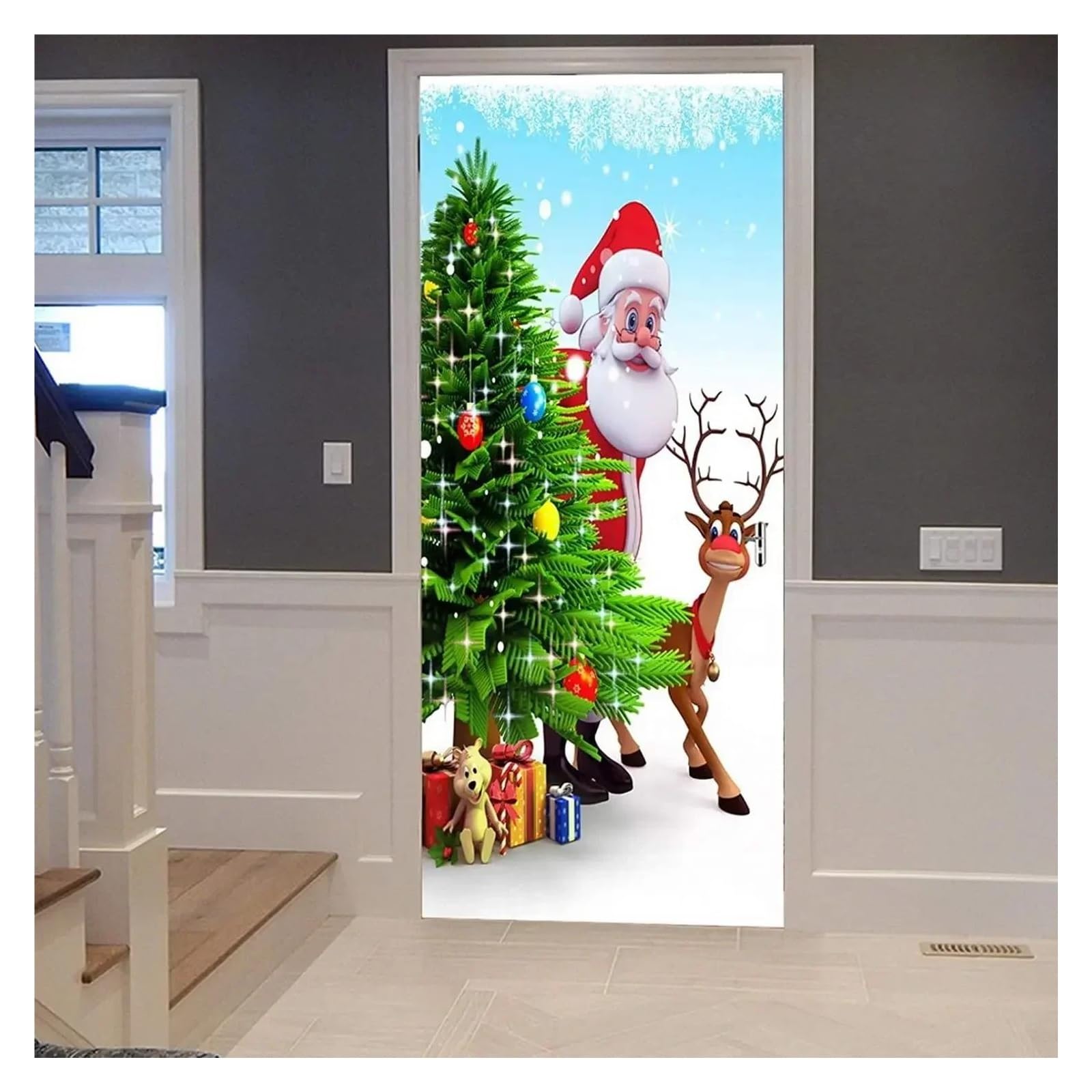Autocollant amovible thème Noël vertical 40x120cm pour porte