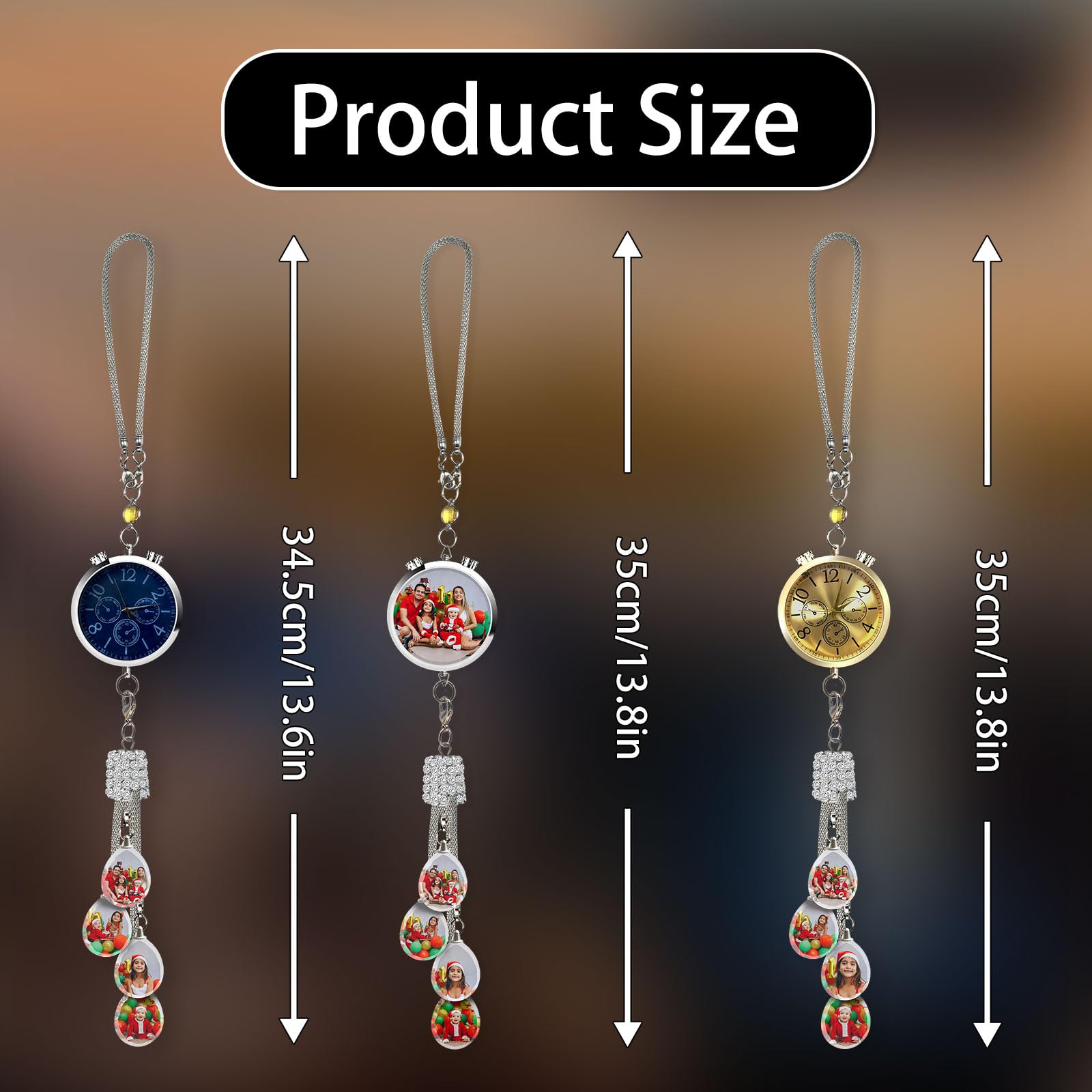Ciondolo Personalizzato per Specchietto Retrovisore con Foto - Accessorio Auto con Portafoto in Cristallo - Regalo Commovente per Famiglia e Amici (Papà, Mamma, Coppia)