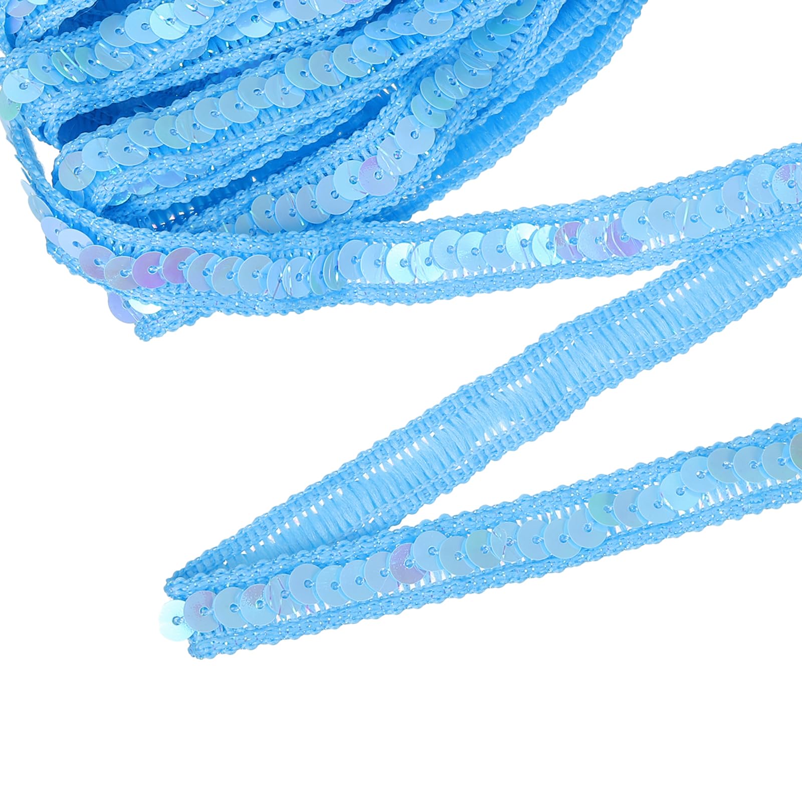 sourcing map 16 Yard Sequins Trim Ribbon 0.5 Inch Sequin Gimp Braid Trim Spangle Flat Sequins Paillette Fabric Flat Trims Strips for Crafts Sewing Clothes Home Party Decoration, Light Blue