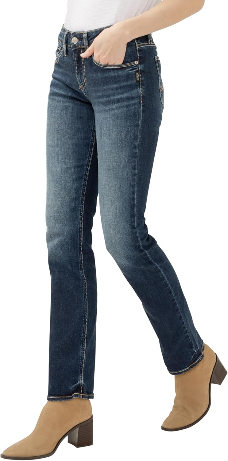 Silver Jeans Co. Women’s Suki Mid Rise Curvy Fit Straight Leg