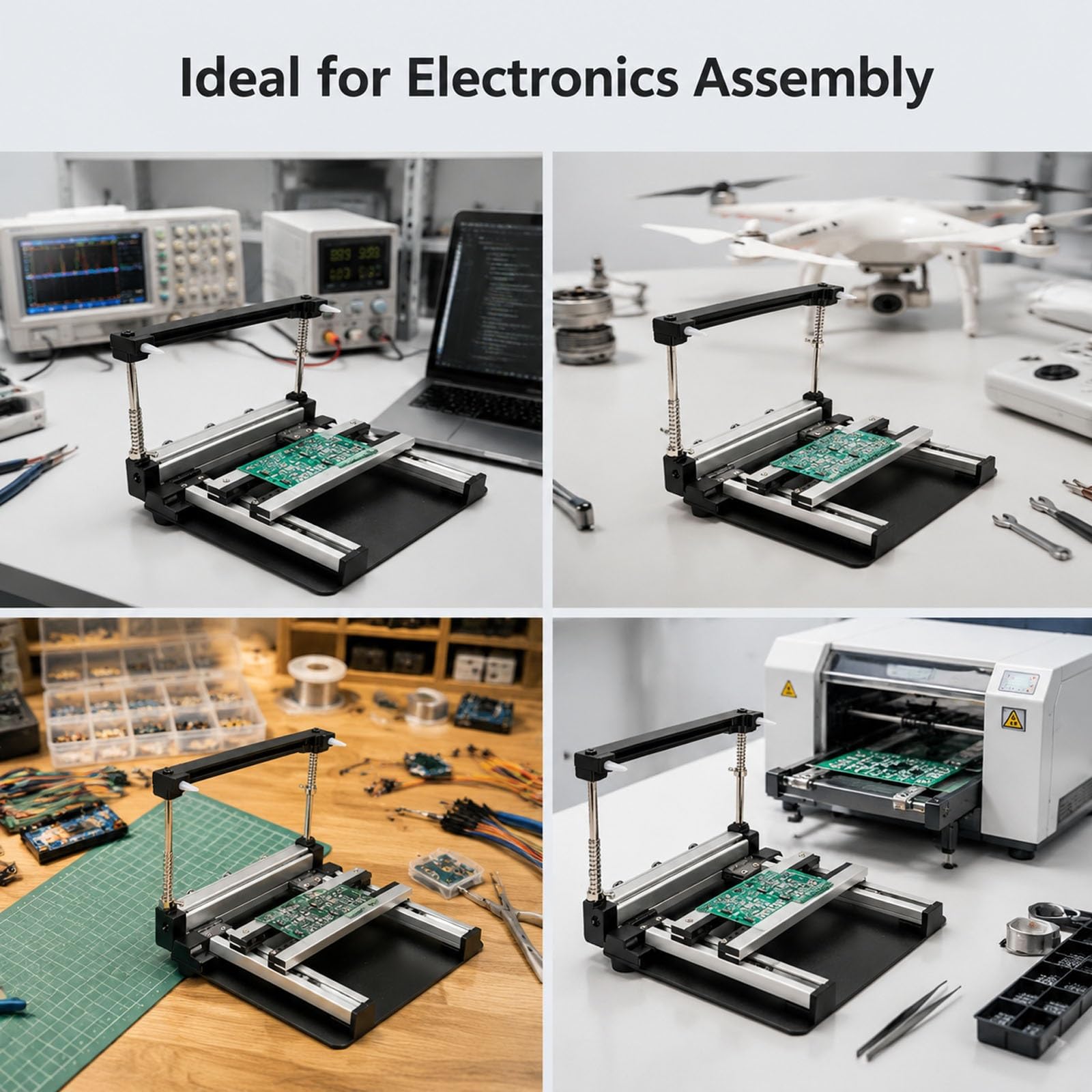 Troqullium Máquina de impresión de plantilla de PCB ajustable | Con construcción duradera de aleación de aluminio, for prototipos de placa de circuito y ensamblaje SMT(20cm)