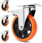 2" Roulettes de roulette à plaques Roulettes pivotantes à grande puissance avec frein, Sécurité Double verrouillage, Pas de bruit 2 Roues de Roue de Inch pour Meubles, Chariots, Ensemble de 16, .8 Tourneaux 8 Frein (vis libres et tournevis)