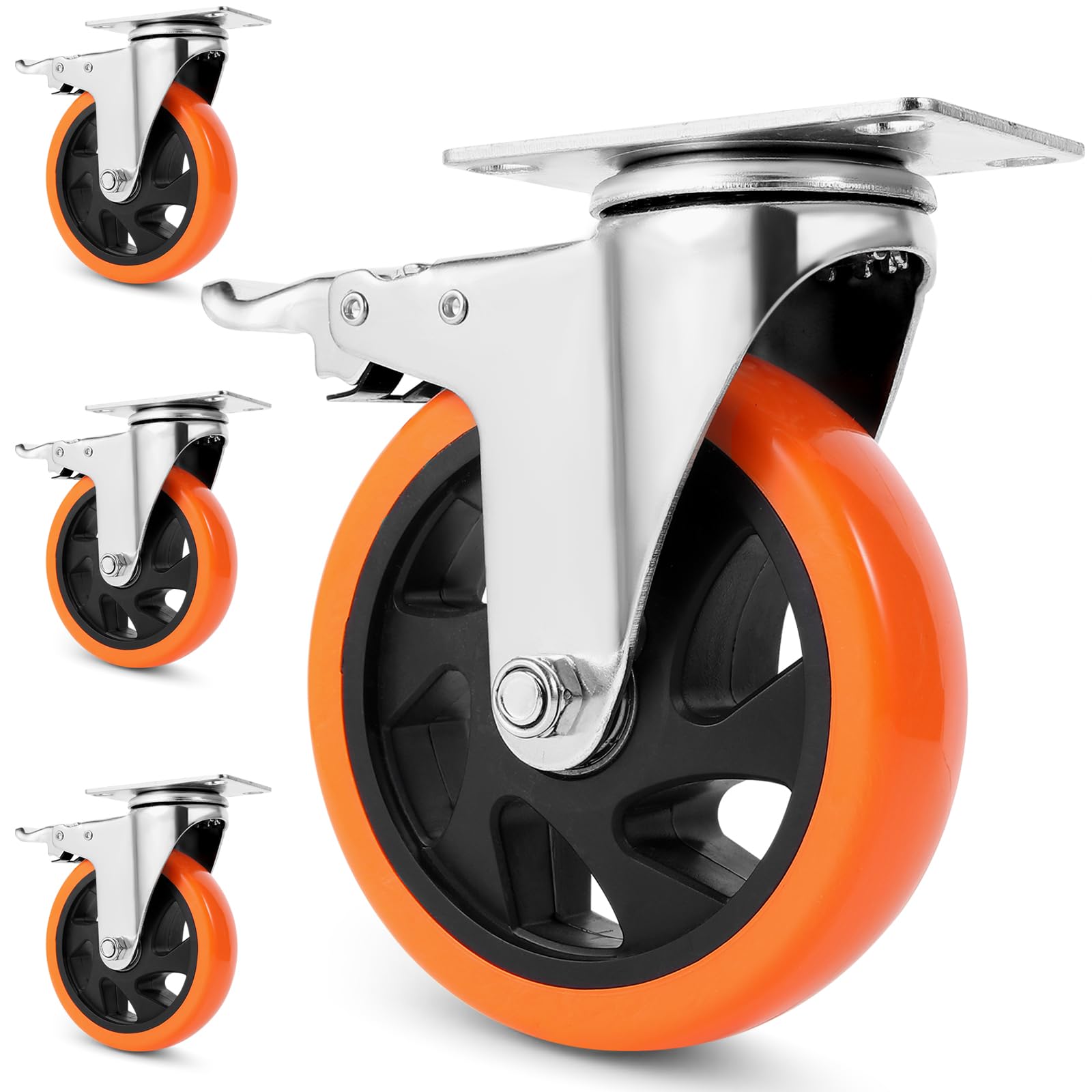Sponsored Ad – W B D WEIBIDA Caster Wheels Heavy Duty 5-inch with 1400Lbs Load Capacity and Dual Locking, Quite Polyurethane Caster Wheels & Thicken Steel Durable Castors for Cart, Workbench, Furniture, Set of 4