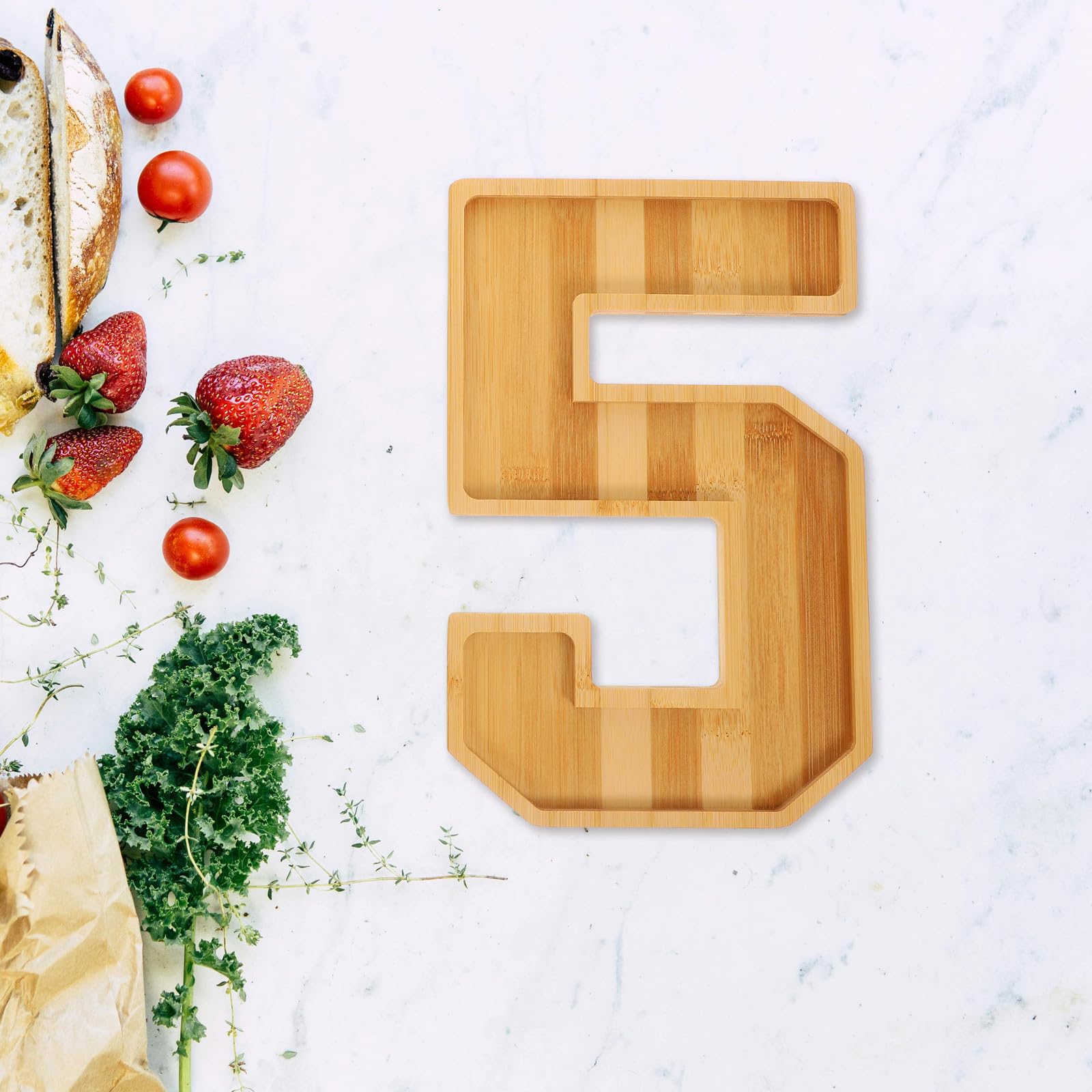 Bandeja de Madera Grande Forma de Números Charcutería Resistente y Ligera para Reuniones Familiares y Decoración de Eventos