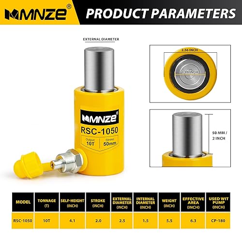 Miniatura 2 de 10T 2 "Stroke Hydraulic Cylinder Jack Sets Porta Power Ram Jack Kits de cilindro de elevación de efecto único se retrae automáticamente con bomba