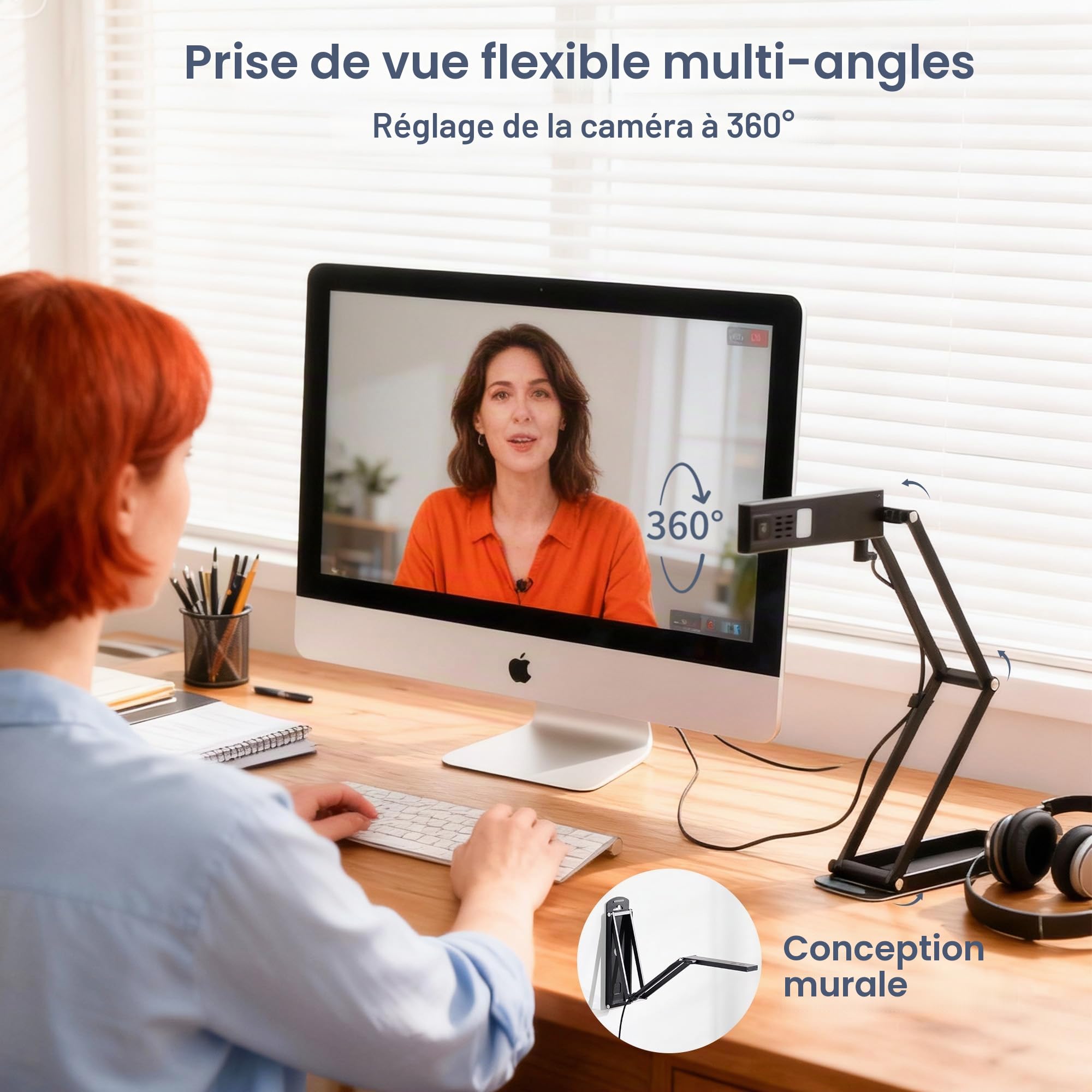 Visualiseur de Documents USB Webcam: 16MP HD Caméra A3 Zoom Numérique Lumière LED Ajustable Mode OCR & 4K Vidéo Compatible Windows/macOS pour Enseignement/Bureau/Conférence/Télétravail