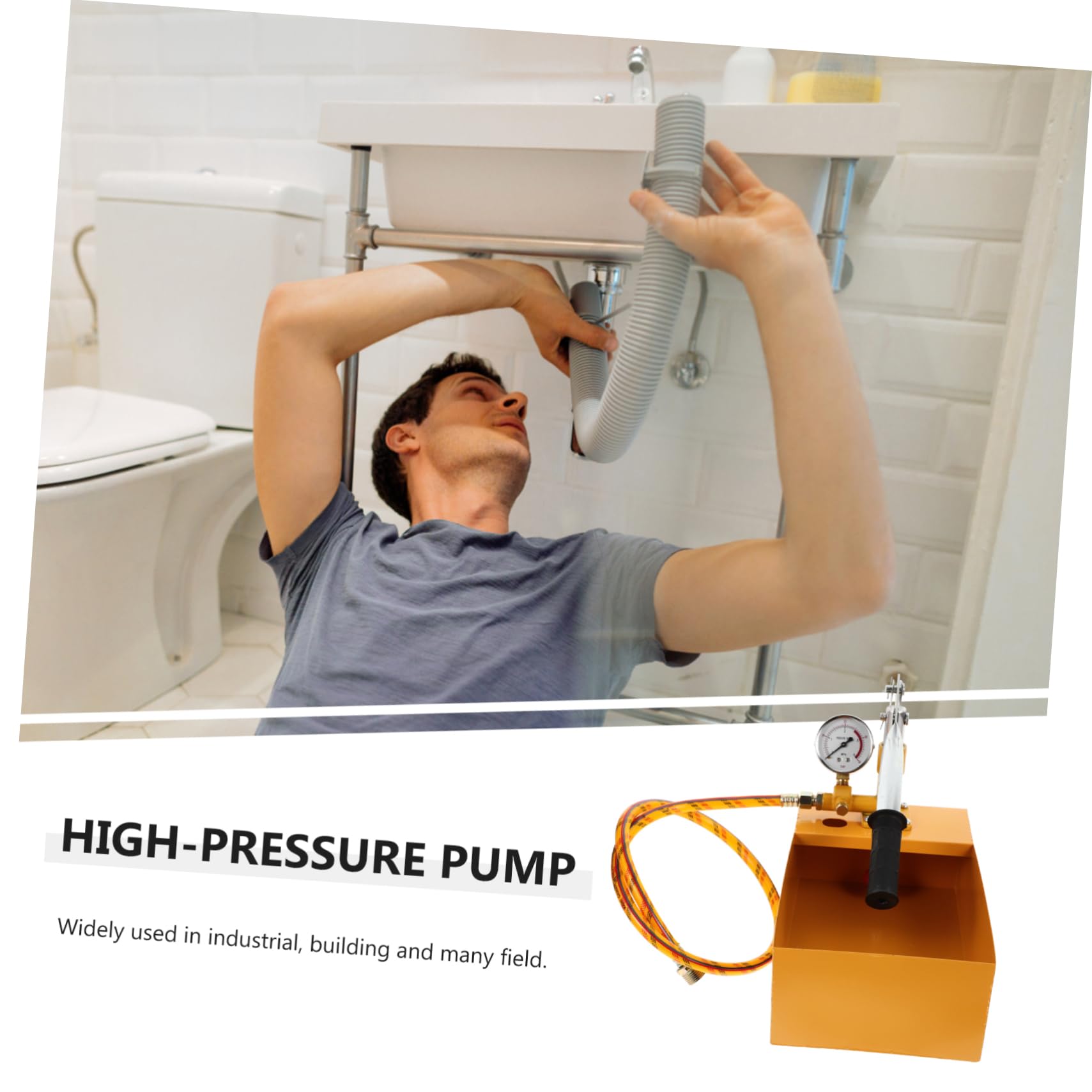 Luxshiny Pompa Pressione Acqua Manuale per Prove Idrauliche e Test di Pressione, Manometro Grande, Lettura Chiara, per Acqua e Olio Idraulico Colore Casuale Stile Casuale