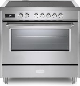 Verona Ultima Series VUFSIE365SS 36 Inch Induction Range with 5 Induction Elements, 5.0 cu. ft. Oven Capacity, Dual Convection Fans, Griddle in Stainless Steel