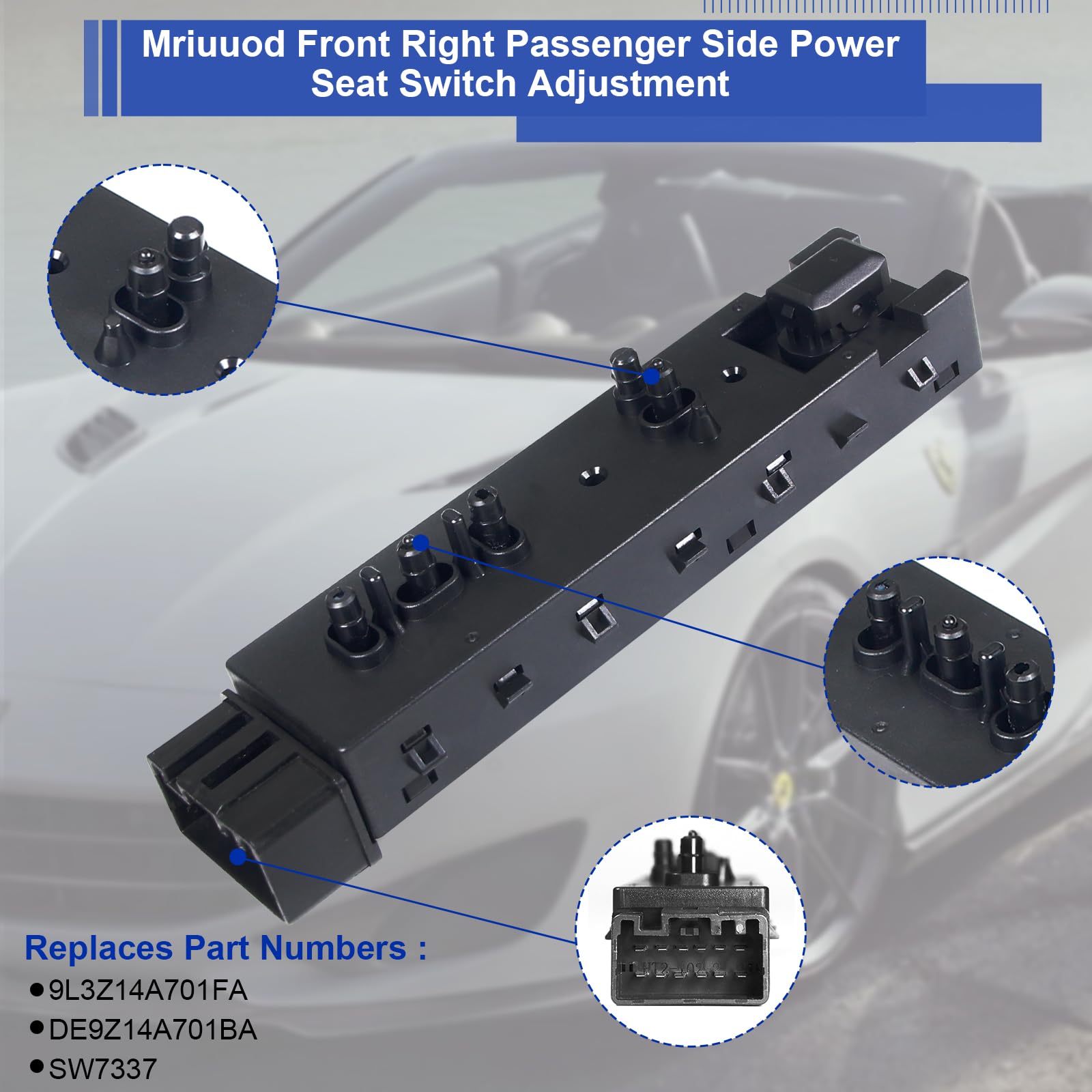 Interruttore sedile passeggero anteriore destro compatibile Ford F150 F250 F350 2006-2019 Lincoln 2006-2019 Mercury 06-11 sostituisce DE9Z14A701BA 9L3Z14A701FA