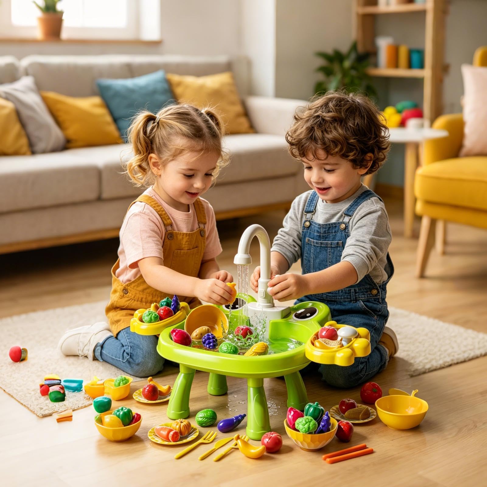 Lavello Giocattolo per Bambini | Rubinetto Elettrico Interattivo Educativo - Giocattolo Per Bambini Con Acqua Corrente - Per Esterno Casa Soggiorno Giardino Balcone Cortile Feste Compleanno E Natale