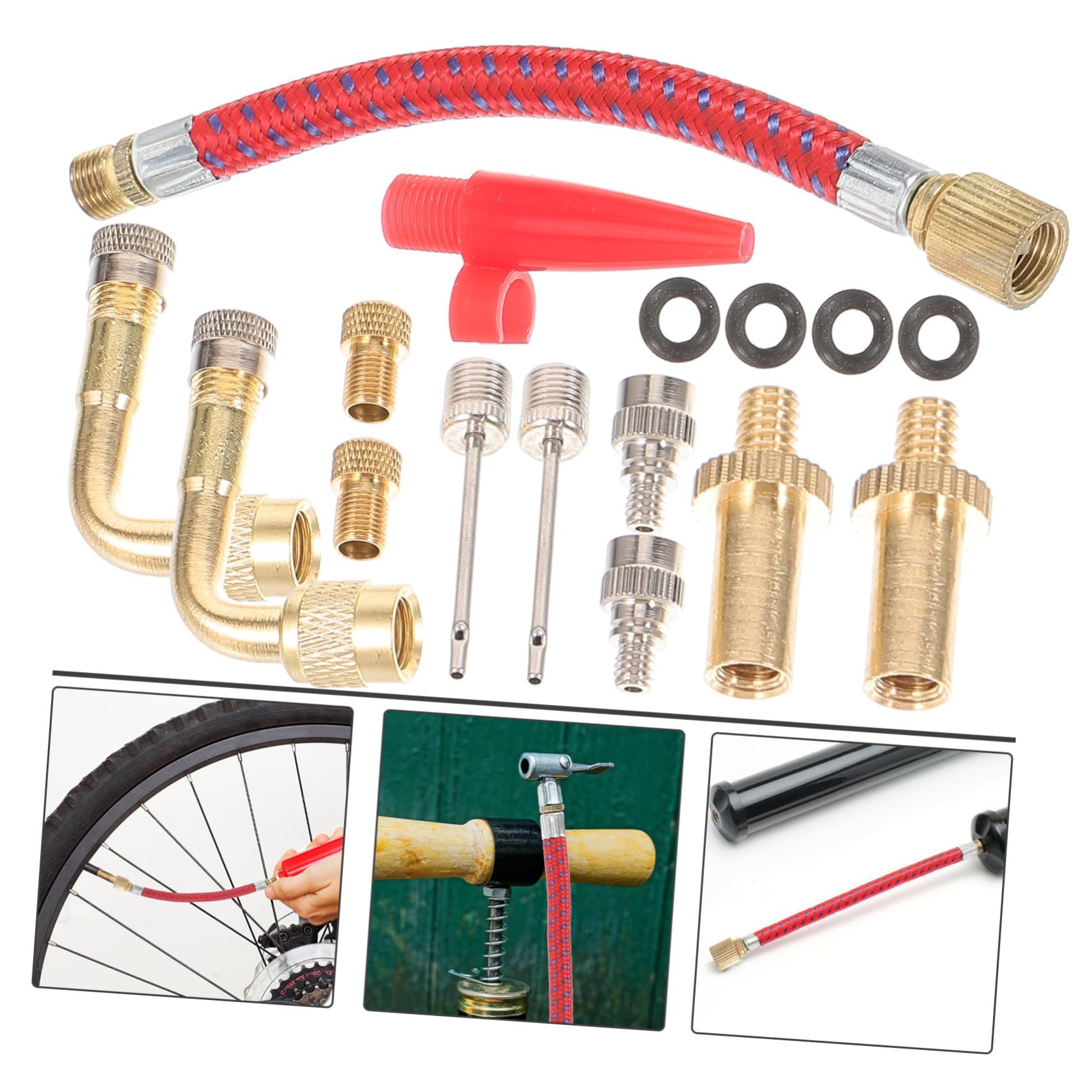 Kisangel Tragbarer Reifenfüller für das Auto Pumpenventil Adapter Aufblasadapter elektrische Luftpumpe autoventil Adapter Fahrrad ventiladapter Kugelfüllnadel Ballpumpe Nylon Golden