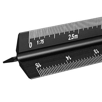 Architectural Scale Ruler 30cm Aluminum Triangular Scale Rule Architect 12 Inch Metal Triangle Ruler Metric 120, 125, 150, 175, 1100, 1125 for Architects Draftsman Engineers