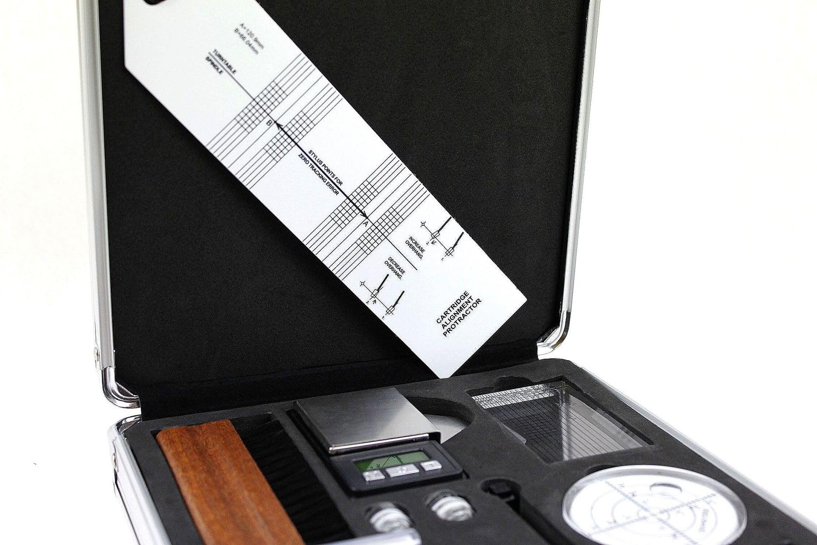 set 14 strumenti in valigetta di metallo per taratura e calibrazione puntina, braccio e piatto giradischi