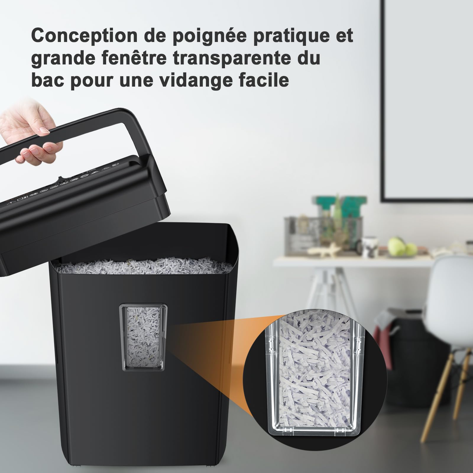 Bonsaii destructeur de papier 10 feuilles coupe croisée niveau sécurité P4 corbeille 21L C209-D
