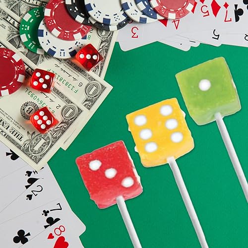 Miniatura 2 de Paletas de caramelo de dados con temática de casino, ventosas de dados comestibles, (12) envueltas individualmente, recuerdos de eventos de fiesta