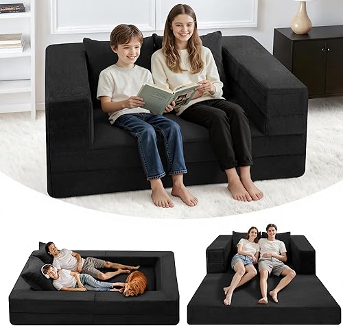 Vista 18 de Cama humana gigante para perro, cama 3 en 1 para perro de tamaño humano con funda de piel sintética lavable, cama grande plegable humana para Blanco