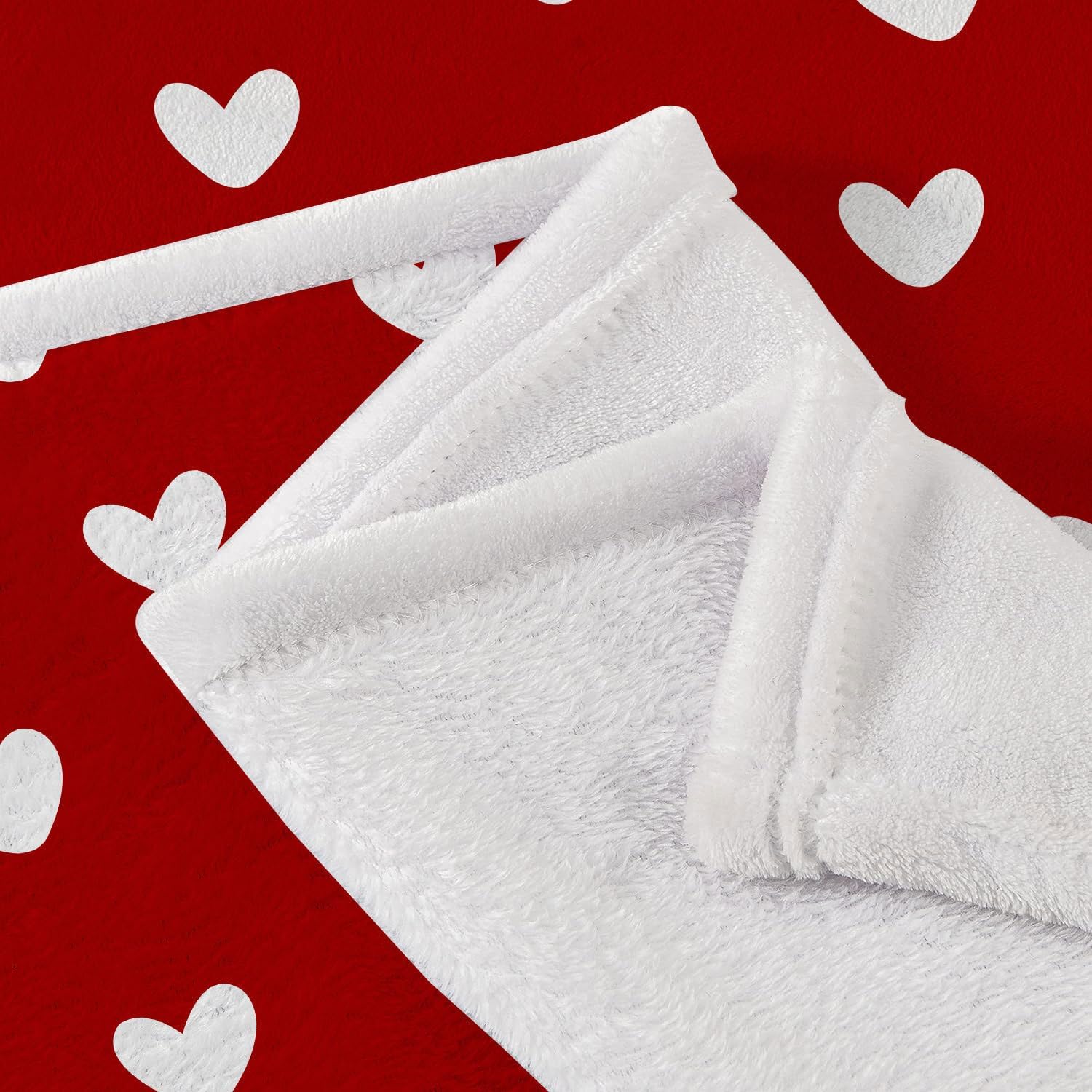 Valentine Throw Blanket, Red Love Hearts Flannel Warm Soft Cozy Fluffy Bed Couch Blanket, Romantic Home Chair Decoration, 50 x 60 Inch