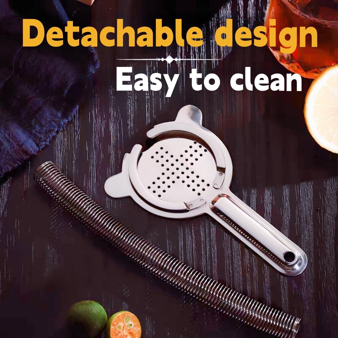 Colino Da Cocktail In Acciaio Inox - Set Di 2 Pezzi Per Bar E Casa | Filtro Per Bevande Con Setaccio - Foto 2