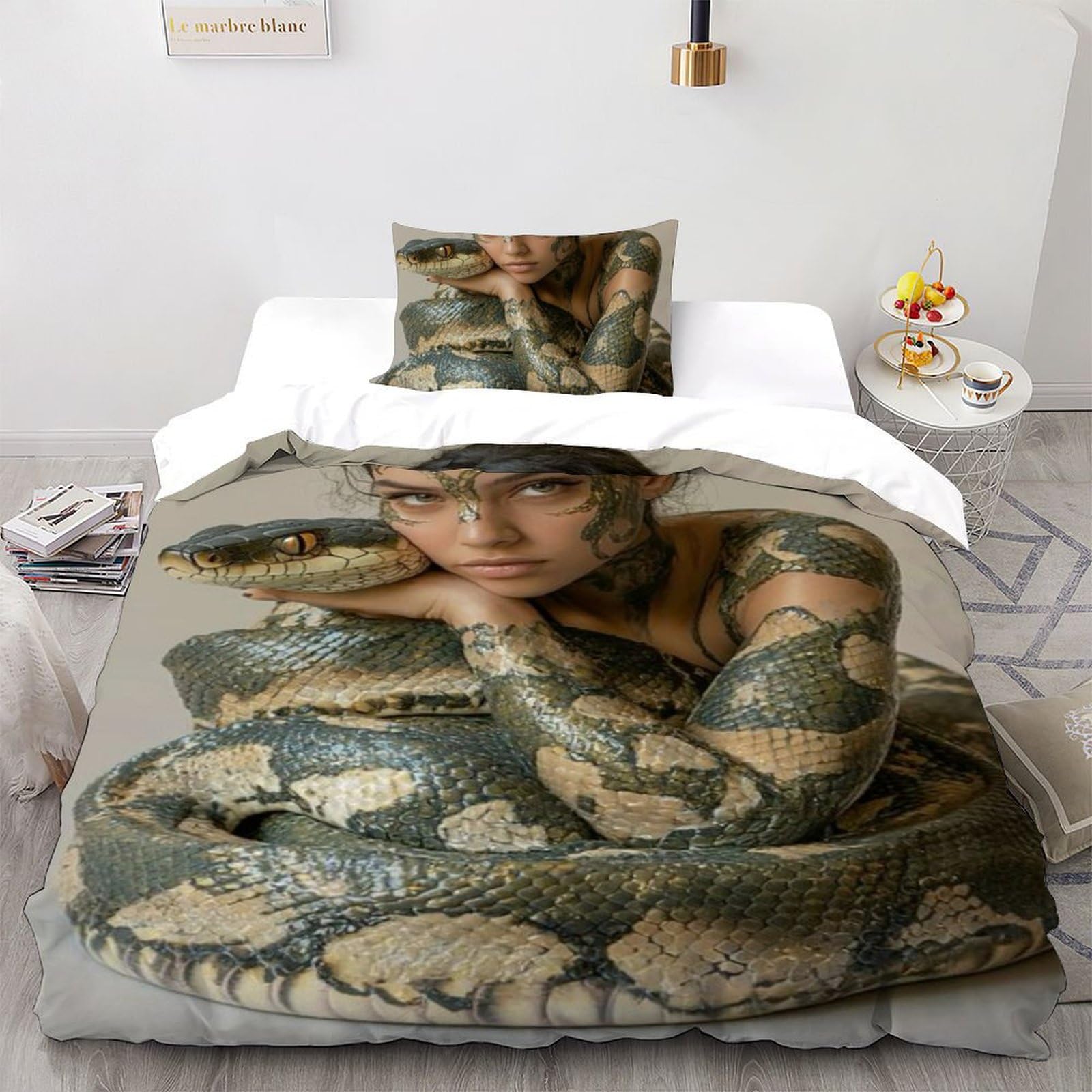 Housse de couette serpent 135x200 microfibre pour lit simple garçon