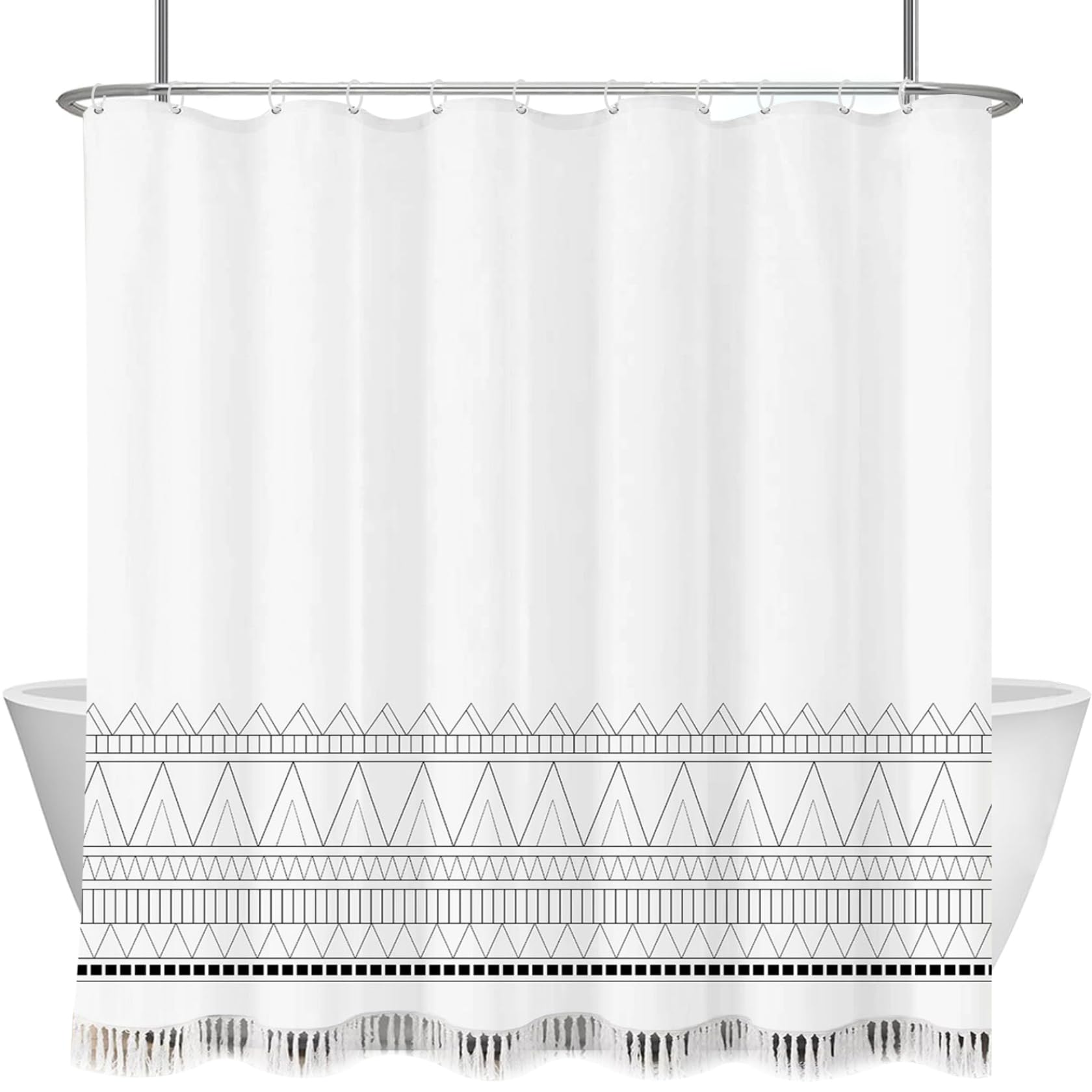Rideau de douche boho chic pour salle de bain moderne style nordique