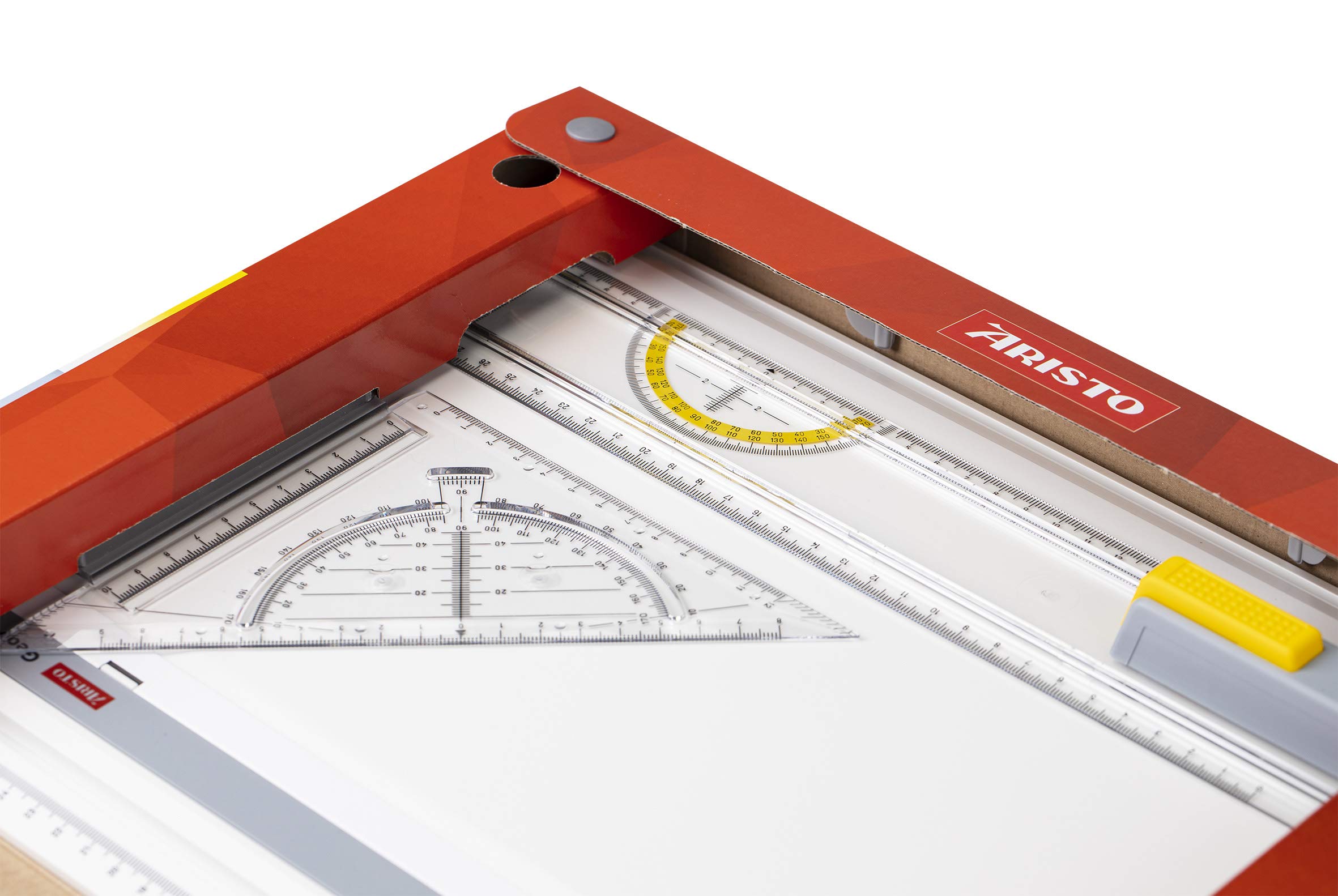 Aristo AR70442 - Tavola da disegno A4 GEO, in plastica resistente agli urti, con triangolo a scatto rapido AR7090, colore: Bianco