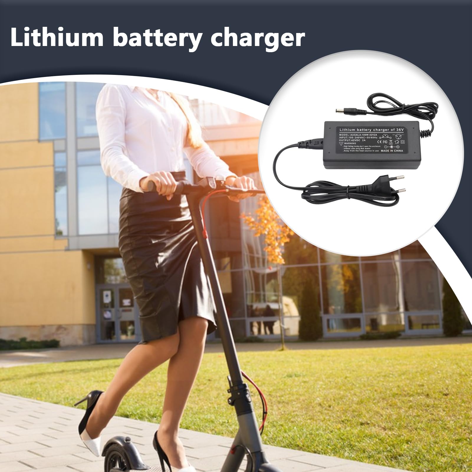 Cargador de Batería para Scooter | Cargador de Batería 42V2A de Carga Rápida - Accesorios de Carga para Patinetes y Bicis Eléctricas