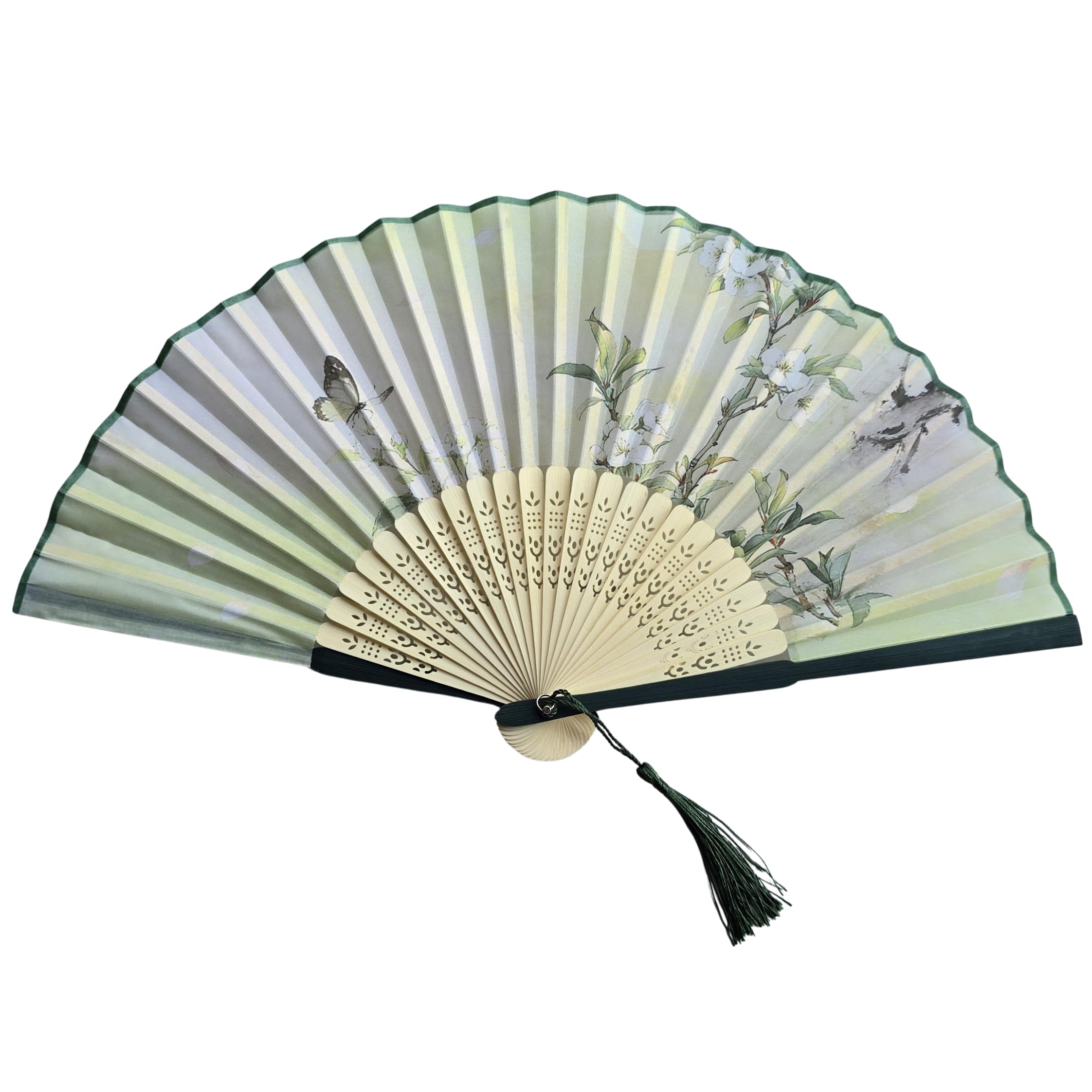 GFM® Bamboo Silk Handheld Folding Hand Fan for Summer, Wedding, Party Favour (FLSLK-CH-66) — image 1