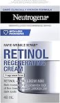 Crème pour le visage anti-âge au rétinol Neutrogena avec acide hyaluronique, hydratant régénérant pour réparation rapide des rides, sans parfum, sans parabènes, sans huile, 48mL