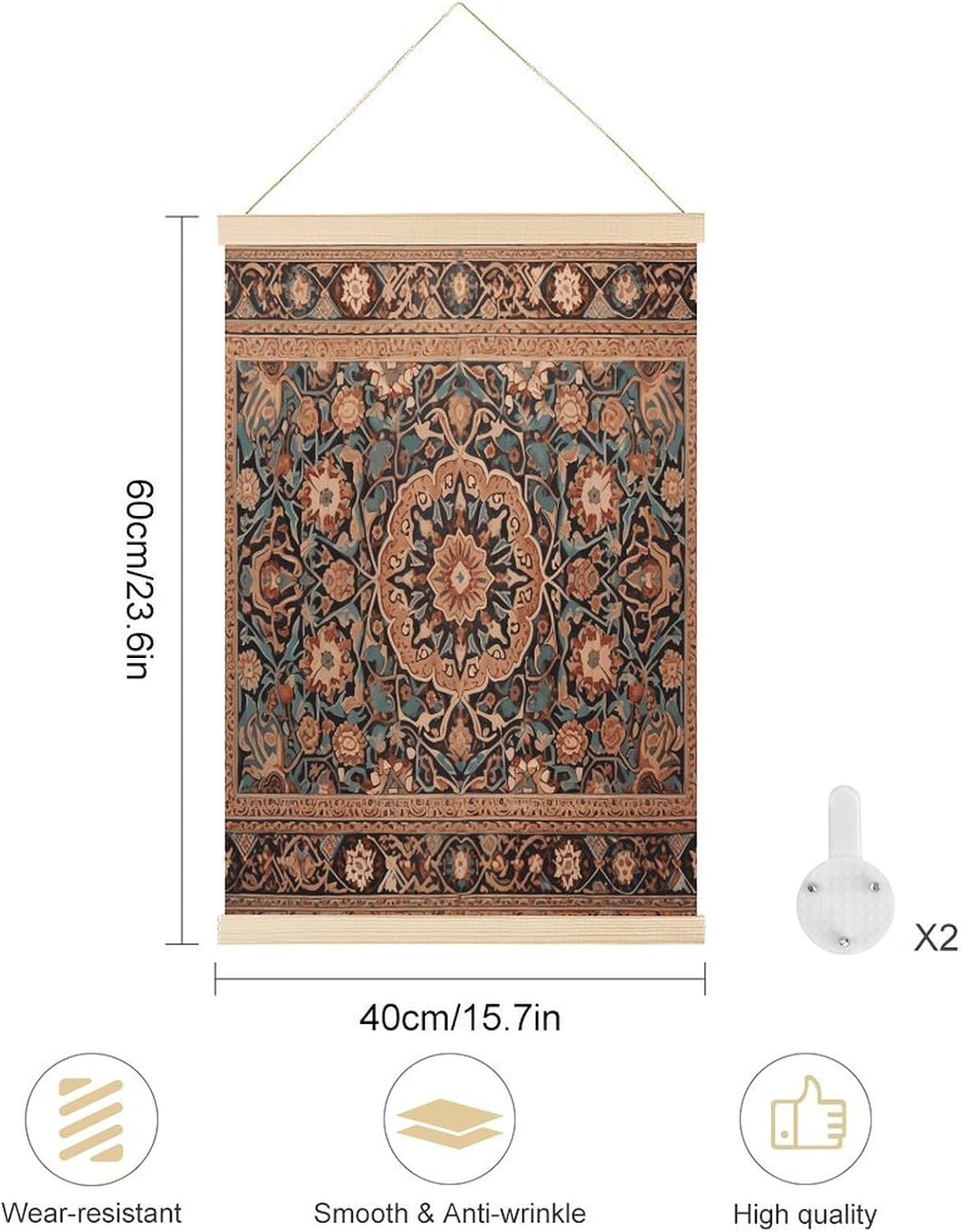 Antique Orientalist Art Magnetic Frame Canvas Wall Art 15.7x23.6in | Magnetic Poster Hanger Frame Wood Hanging Poster with Magnet Closure Interchangeable Artwork for Bedroom Living Room Office