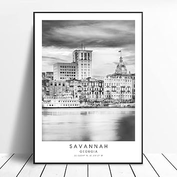 Savannah Print Savannah Poster Black and White Savannah Art Print Savannah Artwork Minimalist Savannah Wall Art Savannah Georgia Art Print