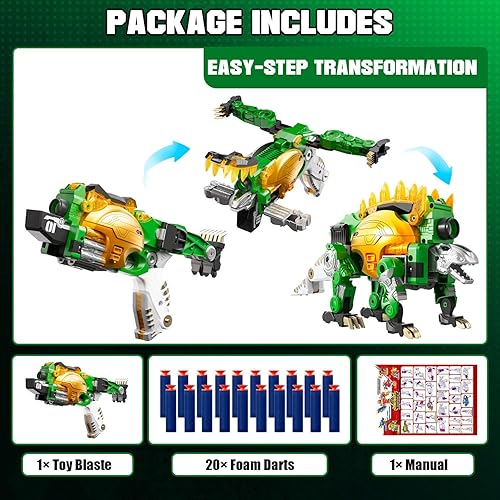 Miniatura 2 de Pistola de juguete de dinosaurio de aleación transformadora - Juguete de morphing 2 en 1 (pistola a dinosaurio), pistola de juguete de bala suave