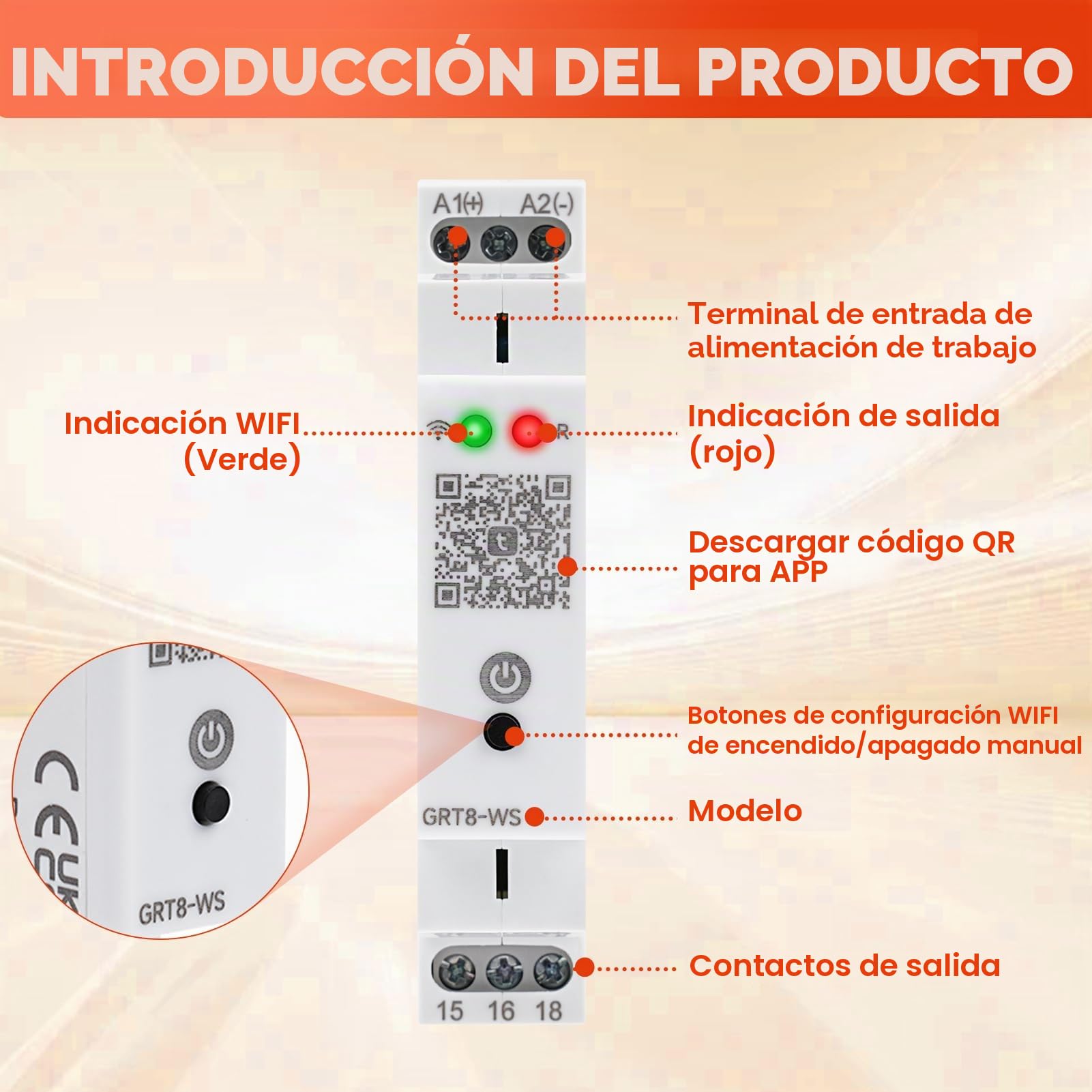 Rele WiFi Interruptor Inteligente AC/DC 110-240V, TUYA Smart Relé Temporizador de Control Remoto WiFi Interruptor de Control de Tiempo de Carril DIN para el Hogar Inteligente (GRT8-WS,16A)