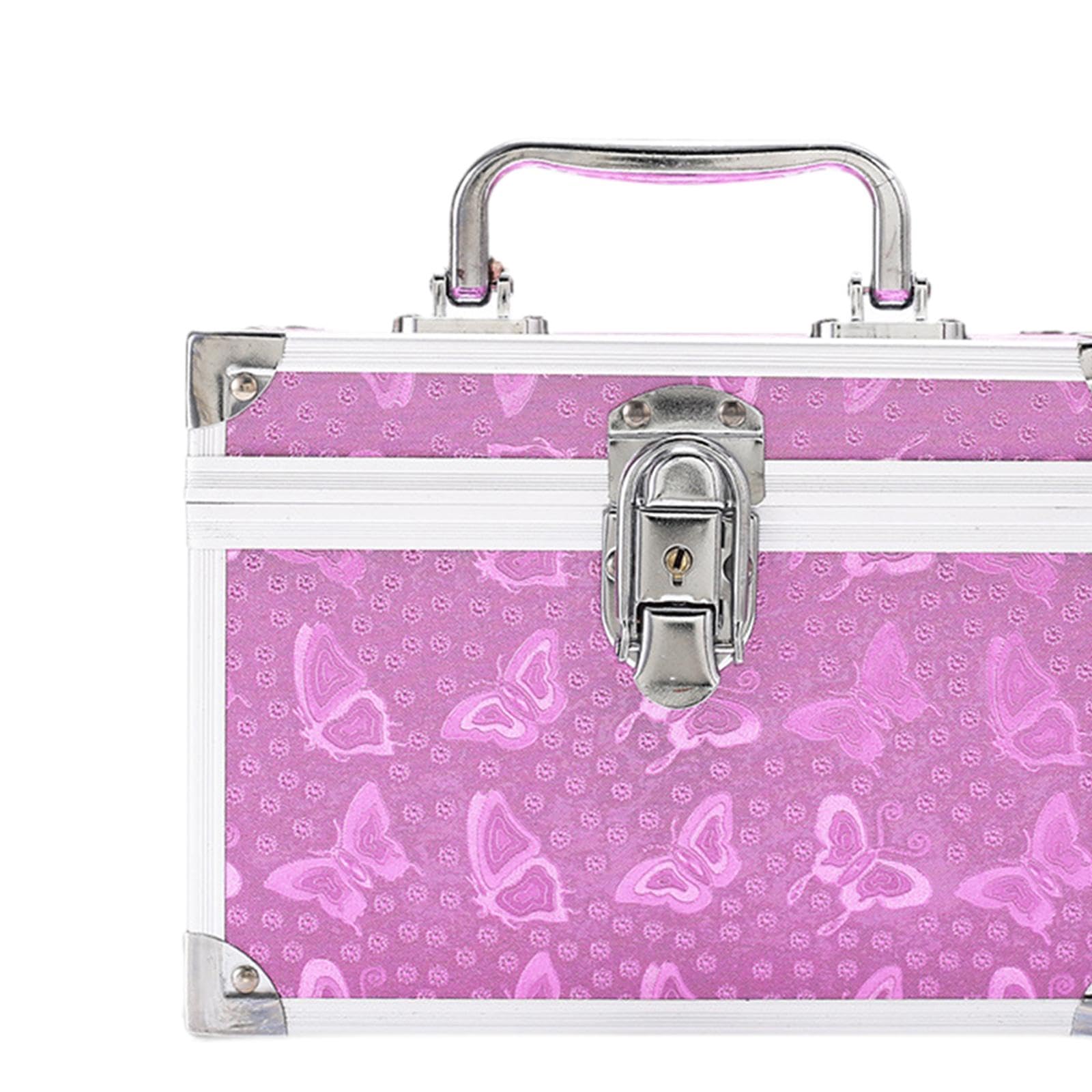 Estuche de Maquillaje, Neceser de Maquillaje, Caja de Almacenamiento Portátil, Kits de Pedicura, Organizador de Joyas, Asa de Aleación de Aluminio, In, Rosa