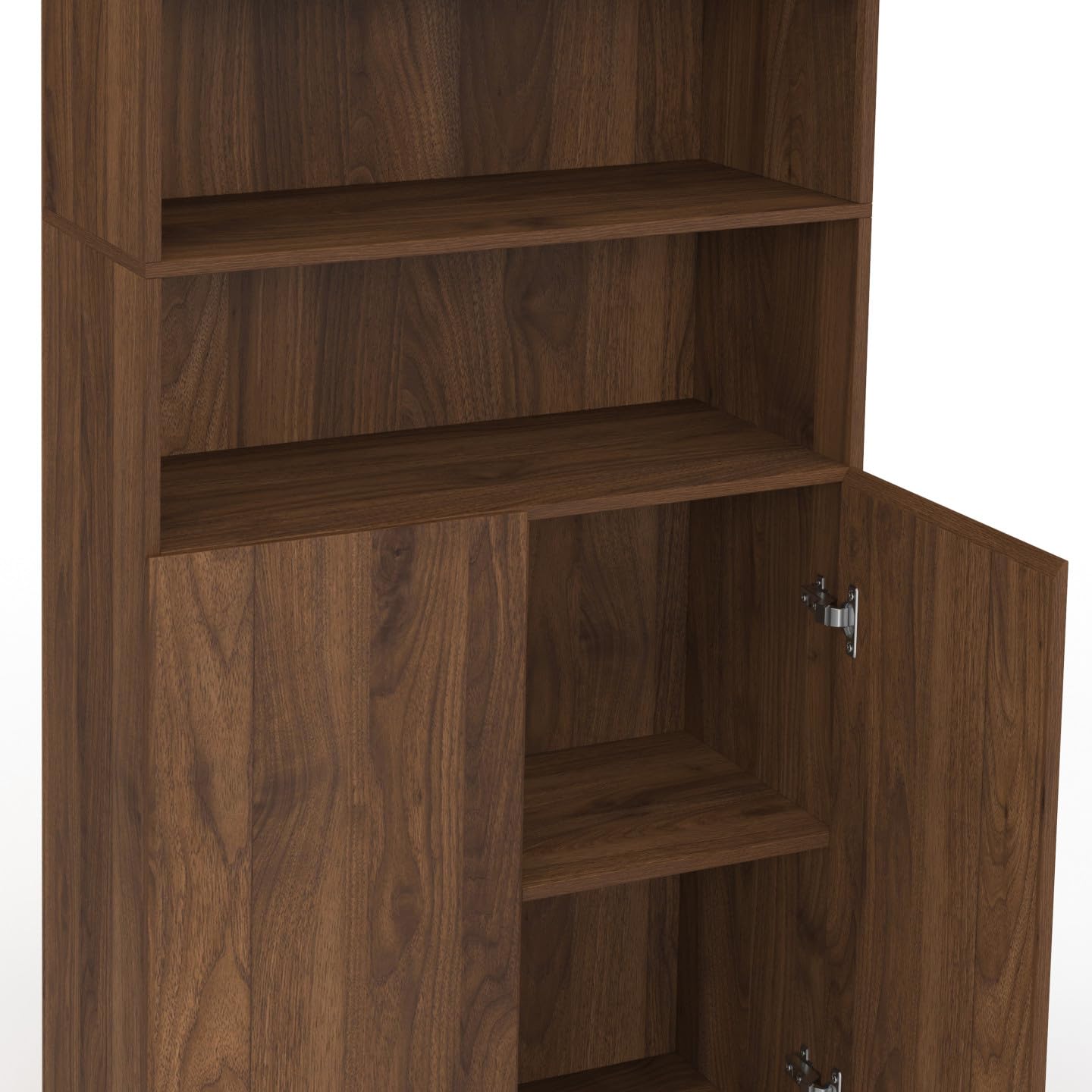 IDMarket TOMI - Mueble de armario columna, cuarto de baño, 4 puertas, 2 nichos efecto nogal