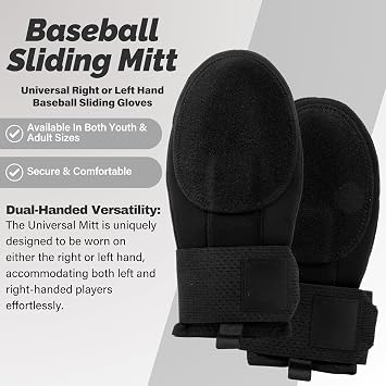 Baseball Sliding Mitt Universal Right or Left Hand Baseball Sliding Glove Sliding Mitt Youth & Adult Sizes,Neoprene,Adjustable Wrist Compression Strap