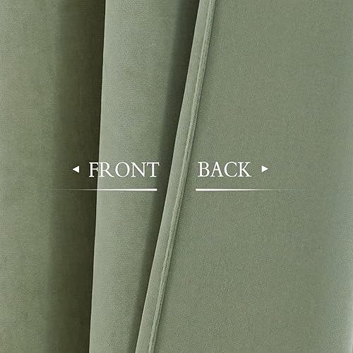 Miniatura 3 de StangH- Cortinas de terciopelo verde salvia, cortinas divisoras de privacidad supersuaves y gruesas con ojales para cuarto del bebéoficinapuerta