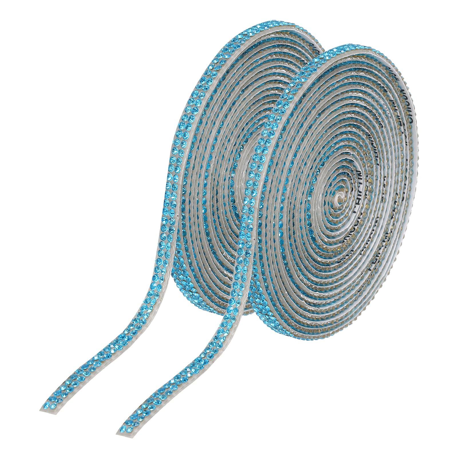 sourcing map 2Pcs Rhinestone Ribbon 0.4cmx3 Yard 2 Rows,Lake Blue