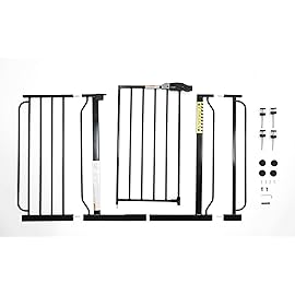 Regalo Easy Step 49-Inch Extra Wide Baby Gate, Includes 4 & 12 Inch Extension, 4 Pack of Pressure Mount and Wall Mount Kit, Black